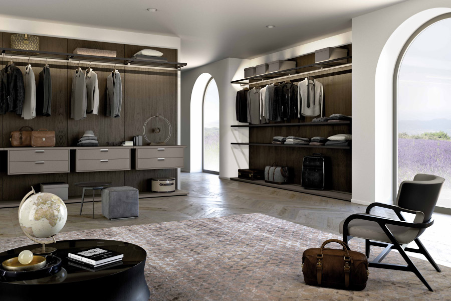 Custom modern aluminum and wood walk in closets from Italy by O.NIX Kitchens and Living of Toronto